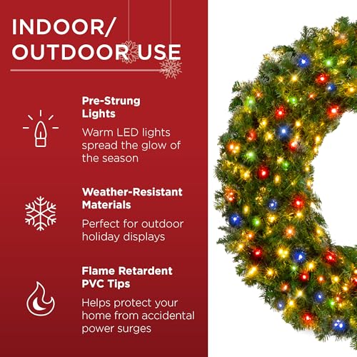 Best Choice Products 60in Pre-Lit Fir Christmas Wreath with 300 LED Lights E577048