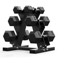 PAPABABE Hex Dumbbell Sets with Rack, 60-550lb Rubber Coated Dumbbell Weight Set and Storage Rack, Multiple Options Hand Weights for Strength Training