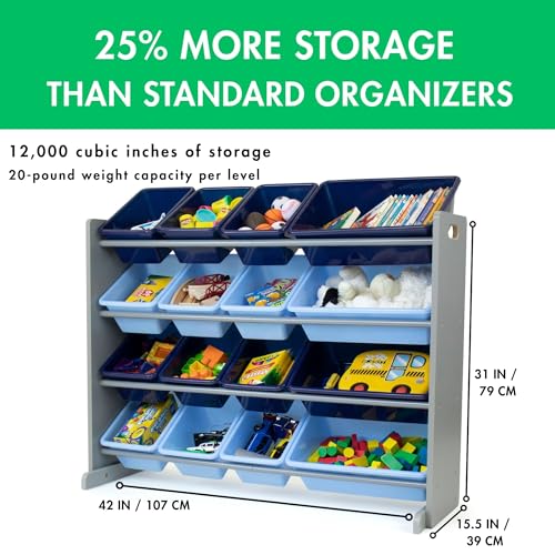 Humble Crew Supersized Toy Storage Organizer with 16 Removable Bins, Grey/White D772791