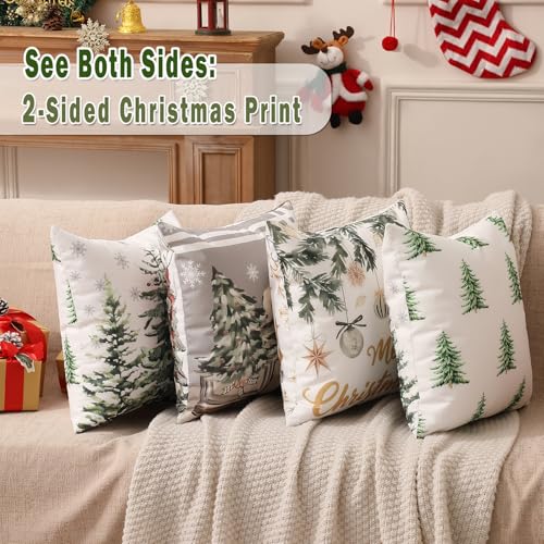 Christmas Pillow Covers 18x18 Set of 4, Double-Sided Print G493315