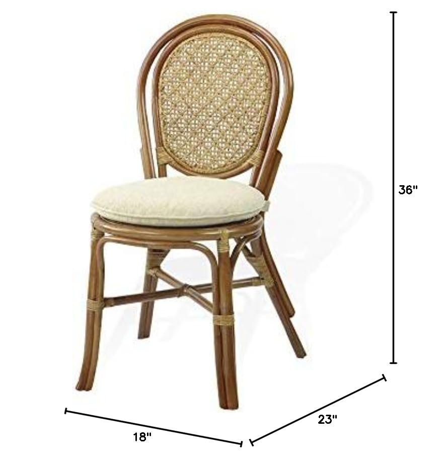 Set of 2 Denver Dining Wicker Side Chairs with Cream Cushion M137