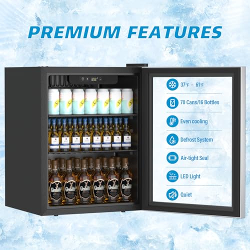 Compact Freestanding Beverage Refrigerator and Skincare Fridge, 0.9 Cu Ft Mini Fridge N768451