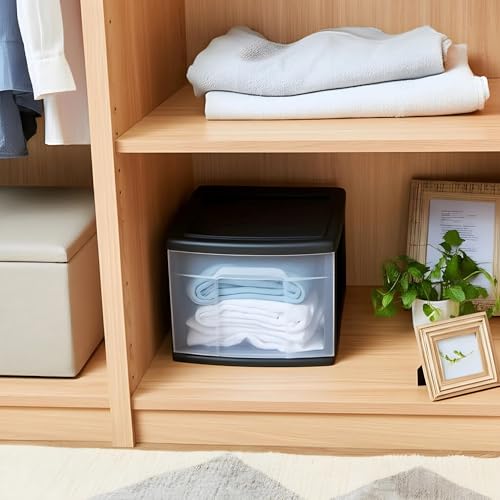 HOMZ 2-Pack 1-Drawer Storage Cart, Clear Plastic, White Frame Y898