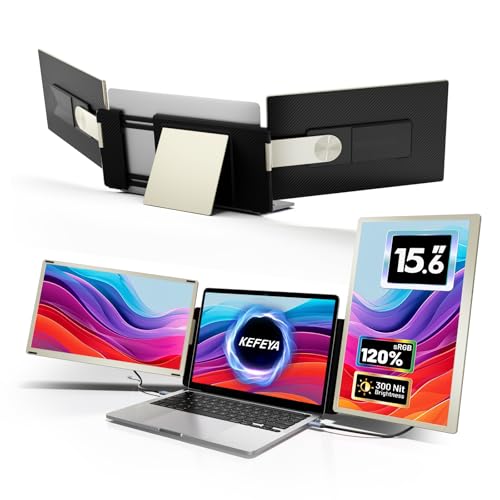 Laptop Screen Extender, 15.6" Portable Monitor for Laptop with 120% sRGB, FHD IPS & USB to HDMI Hub & 235° Rotation, Triple Monitor Extender Plug & Play Fits for All Laptops (Mac/Win/Android)