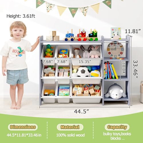 MallBest 4-Tier Kids' Toy Storage Organizer Shelf with 9 Plastic Bins F1027