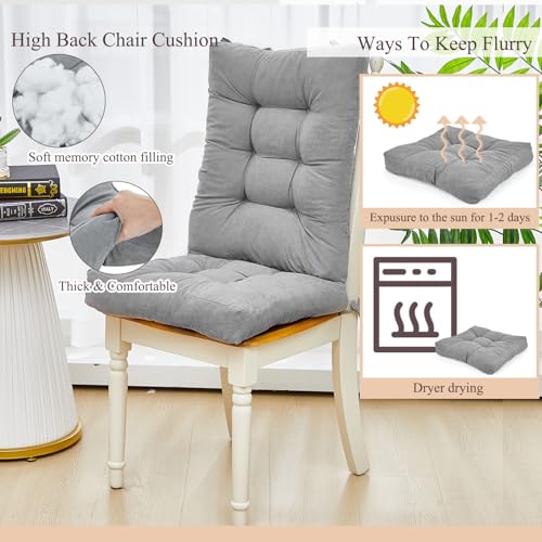 Juexica 4 Sets Outdoor Patio Chair Cushions High Back Tufted Beige D1688