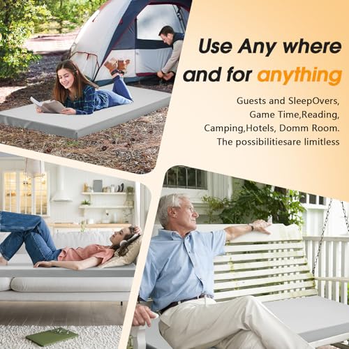 CYMULA Camping Cot Mattress 2in Memory Foam Sleeping Pad for Adults, Portable Roll Up Travel Pad R569502