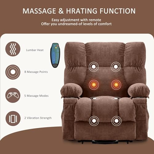 Power Lift Recliner Chair for Elderly with Massage and USB Charge Port, Grey I257243