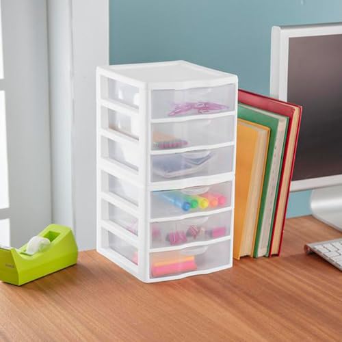 Sterilite ClearView 3-Drawer Cart, Small Plastic Storage Organizer, White H116205