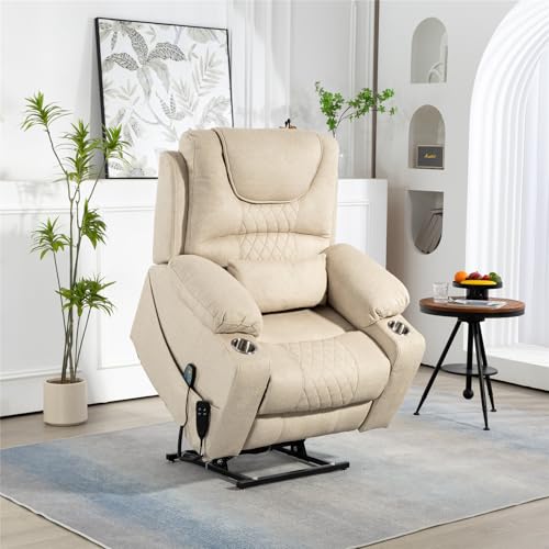 Lift Chair Recliner with Massage and Heat, Heavy Duty for Seniors, Brown V12888