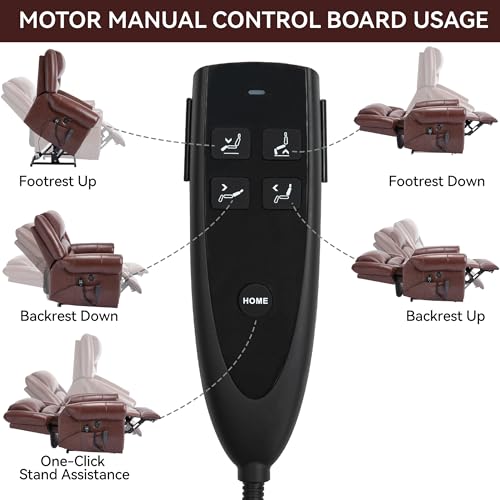 Dual Motor Power Lift Recliner Chair with Massage and Heat, Faux Leather, Brown V8458