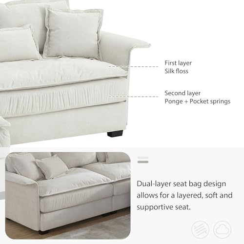 PURLOVE Convertible Sectional Sofa Couch with Ottoman, Dark Grey A15215