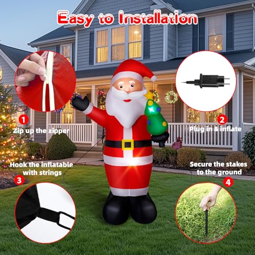 8FT LED-lit Inflatable Santa Claus Outdoor Christmas Decoration O93080