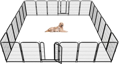 Metal Dog Playpen 40 Inch Height 16 Panels Indoor Outdoor Black-Silver W932257