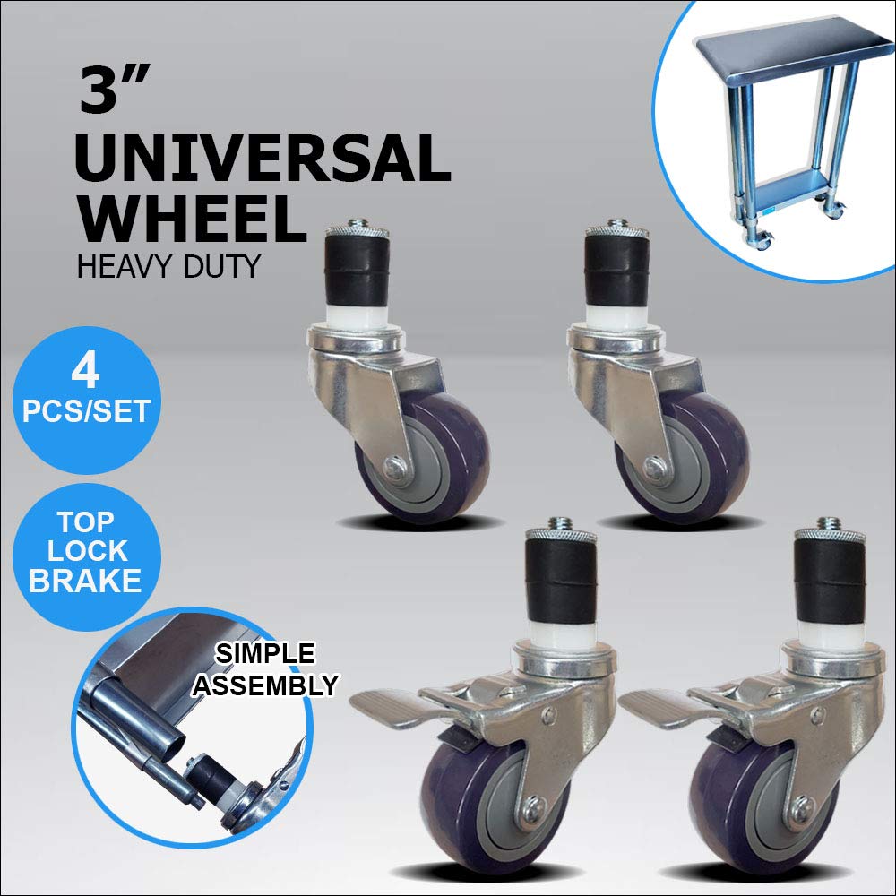 3" Casters for Stainless Steel Work Table, Set of 4 O89428