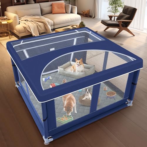 42x42x25.6 Inches Puppy Playpen with Gate for Small Dogs Indoor & Outdoor G192