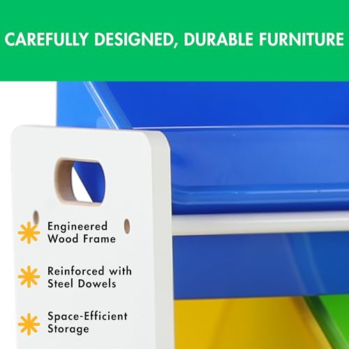 Humble Crew Kids Toy Storage Organizer with 12 Plastic Bins, Grey/White O74556
