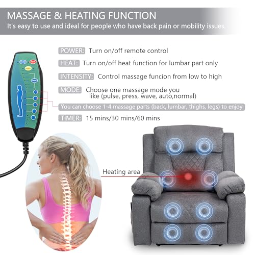 Power Lift Chair Recliner with Massage and Heat for Adults, Dual Motor H2507