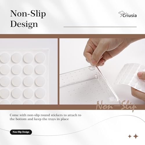 Criusia Drawer Organizer, 10 Pack Clear Plastic Storage Bins, 3 Sizes I166
