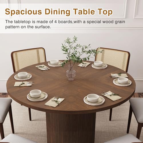 47 inch Round Dining Table with Storage Shelf (Walnut) N502088