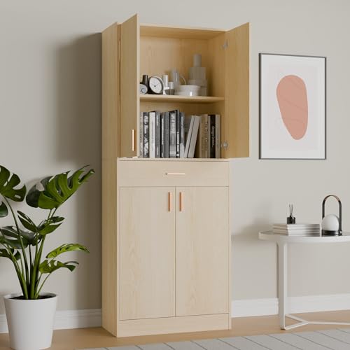 Cozy Castle Kitchen Pantry Storage Cabinet 71" Tall 4 Doors Oak U2244