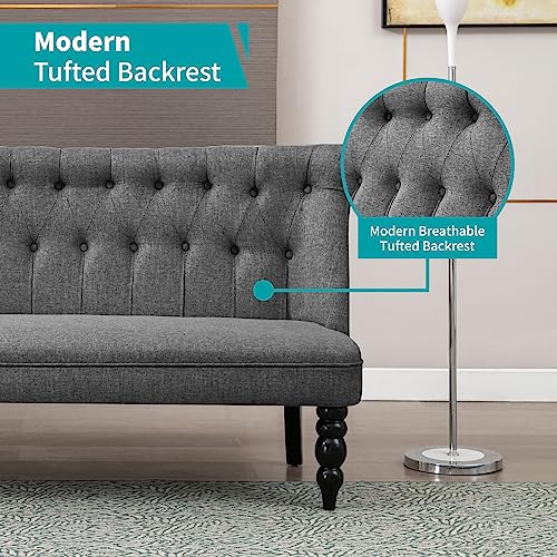BALUS Upholstered Armless Loveseat, 2 Seater Linen Fabric Sofa L22514