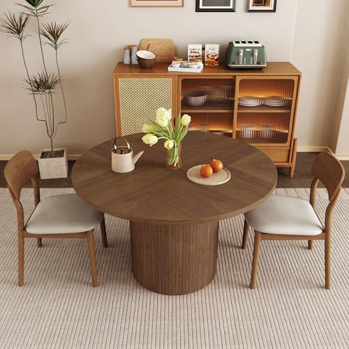 47 inch Round Dining Table with Storage Shelf (Walnut) N502088