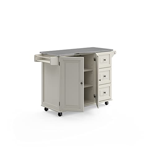 homestyles Mobile Kitchen Island Cart with Stainless Steel Top, Sage Green J6213