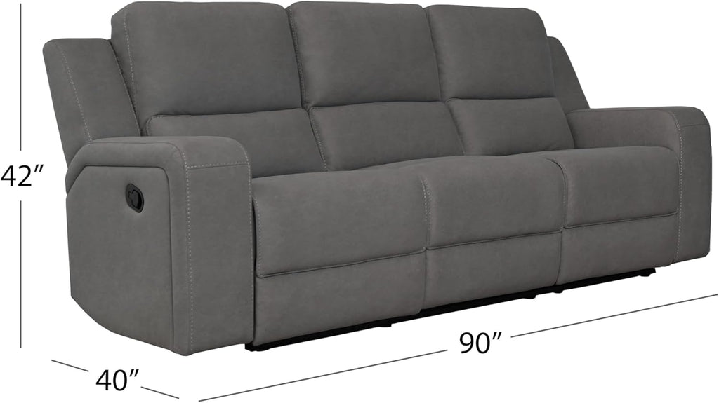 Abbyson Living Margaret 3PC Fabric Manual Reclining Sofa Collection, Charcoal P96648