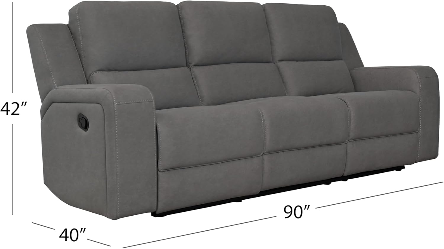Abbyson Living Margaret 3PC Fabric Manual Reclining Sofa Collection, Charcoal P96648