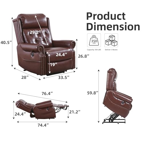 Oversized Power Lift Recliner Chair for Elderly with Massage and Heat T36815