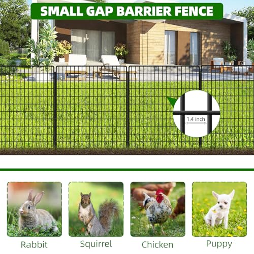 10 Panels Garden Fencing Animal Barrier, 33in x 24ft Rustproof Dog Fence W482439