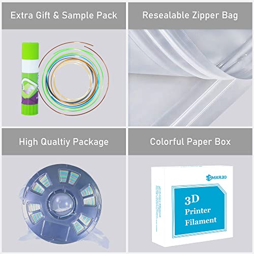 MIKA3D Bicolor Silk PLA 3D Printer Filament Bundle, 1.75mm, 6 Spools V5573