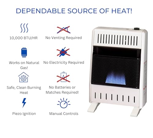 ProCom ML300HBA-B Ventless Liquid Propane Blue Flame Heater with Base Feet K420