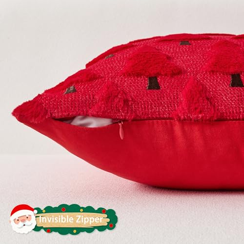 UGASA Star Christmas Decorative Pillow Covers 18x18 Inch Set of 2 Dark Green Q9265