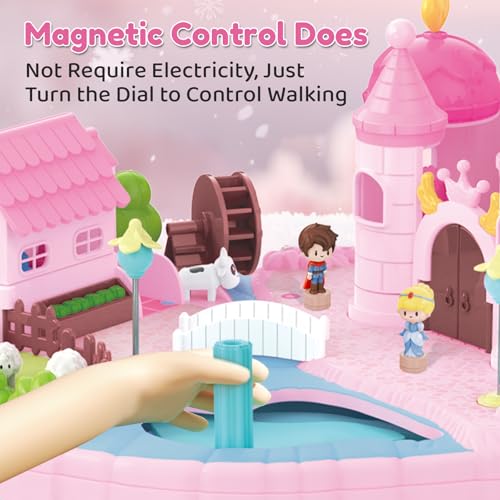 Dream Princess Castle Playset with Magnetic Toys, Light & Music for Kids Ages 6+ (Pink) D92441