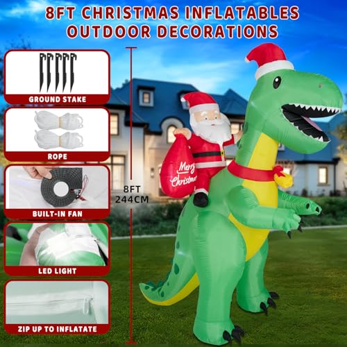 8FT Christmas Inflatables Santa Claus with Christmas Tree, LED Lights, Outdoor Yard Decor B208795