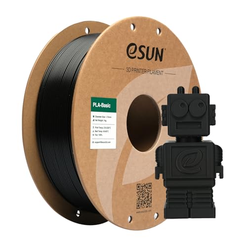 eSUN PLA Basic Filament 1.75mm, 3D Printer Filament, 1KG Spool, Black B3638
