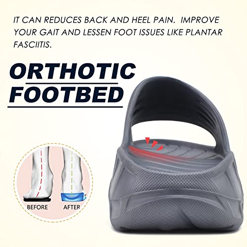 KuaiLu Men's Recovery Sandals Orthotic Cushion Open Toe Sport Slides D332788