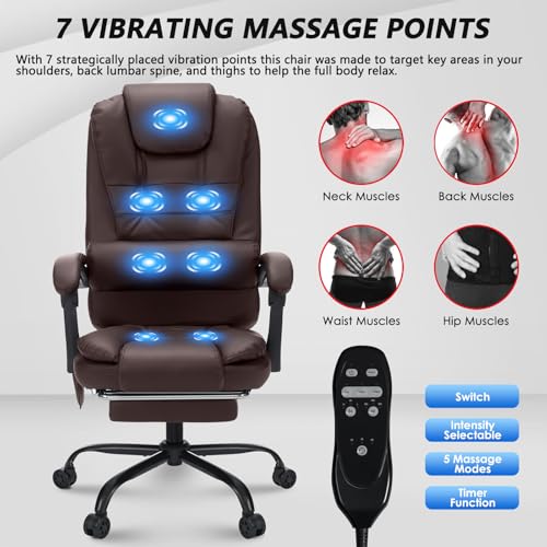 Executive Office Chair with Massage Reclining Footrest, Black Y455865