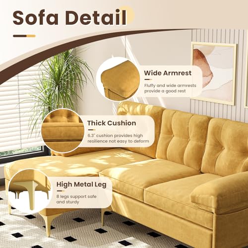 L Shaped Couch Small Sectional Sofa with Reversible Chaise, Blue W543695
