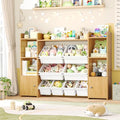 FOTOSOK 55" Toy Storage Organizer with 8 Bins and Bookshelf, Pink J681345