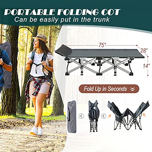 ABORON Oversized Folding Camping Cot for Adults, Double Layer 1200D, with Mat & Carrying Bag S2407