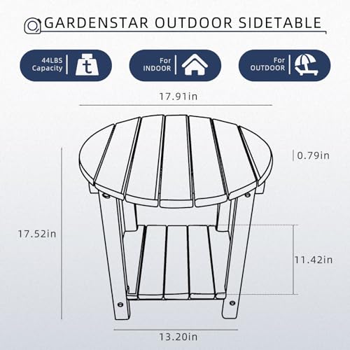 Adirondack Round Outdoor Side Table 2-Tier HDPE Patio End Table (Teak) E9066