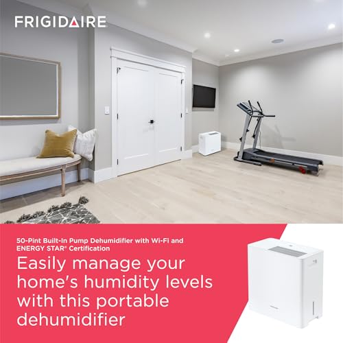 Frigidaire 50-Pint Portable Dehumidifier with Wi-Fi for Medium/Large Rooms, White Q334986