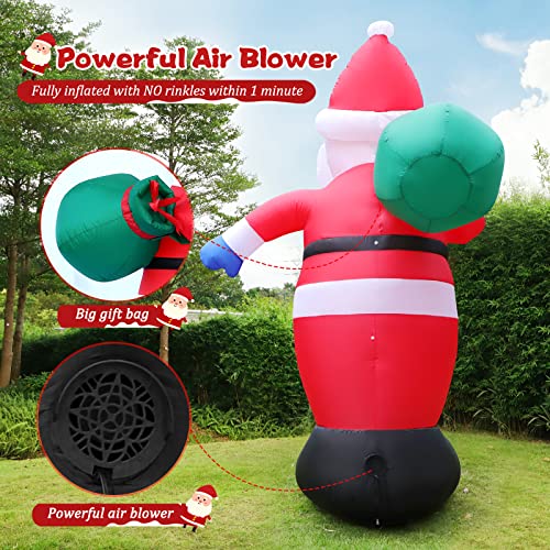 8 FT Christmas Inflatables Santa Claus with Gifts Bag, LED Light, Outdoor Decor F2174