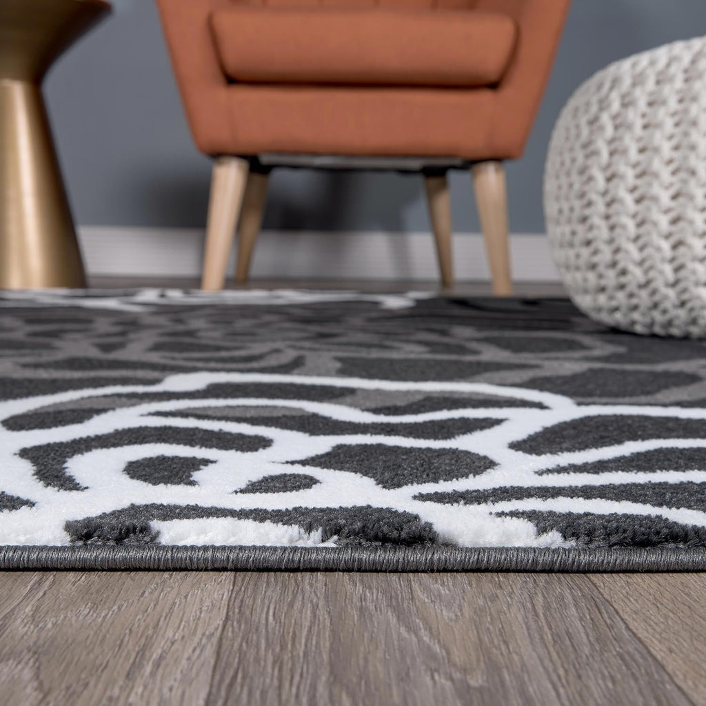 Rugshop Modern Floral Abstract Area Rug 5'3" x 7'3" Gray V95582