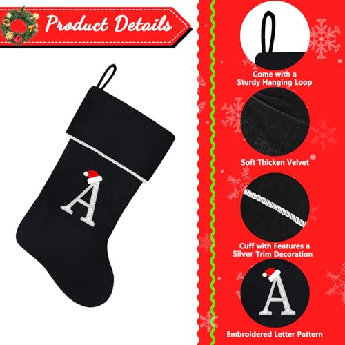 20 Inches Initial Monogram Blue Velvet Christmas Stocking with Gold Trim U394
