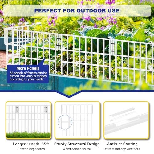 35 Panels Garden Fence Animal Barrier, 38ft x 13in No Dig Rustproof Metal Outdoor Wire Fencing E53834