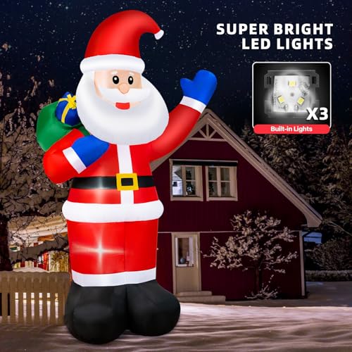 B&D 12FT Giant Christmas Inflatables Snowman Outdoor Decorations with Rotating LED Lights B36000